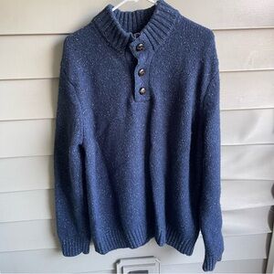 UNTUCKit Mens Vangone Button Mock‎ Neck Donegal Sweater Lambswool Navy XXL